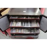 Canteen of German 800 standard cutlery and flatware in fitted cabinet