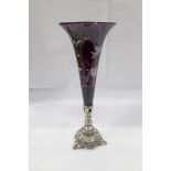 Late 19th Century Silver plated epergne / centre piece with bohemian overlaid glass