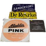 Collection of five enamel advertising signs