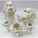 Five pieces of Carlton Ware Spitting Image pottery