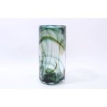 Whitefriars art glass cylindrical streaky vase with original label