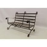 Old metal miniature garden bench, possibly a dolls bench, 57.5 cm in width