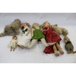 Selection of vintage dolls and two Farnell's Alpha toys
