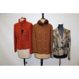 Ladies brown tweed jacket with detachable mink collar, reversible. Wool blend jacket by Madeleine,