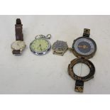 Vintage military watch, together with a \military compass by J M Glauser, dated 1936, Ingersoll