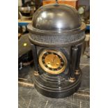 Victorian Black Slate Mantel clock in architectural case.