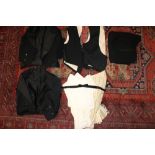 Gentlemen's vintage clothing including c.1920s black evening tail coats, pair of black wool