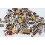 Collection of vintage necklace clasps to include marcasite, paste, silver etc
