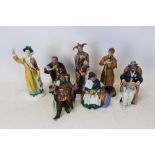 Seven Royal Doulton figures- The Jester HN2016, Taking Things Easy HN2677, The Professor HN2281,