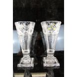 Pair of 1930s Ludwig Kny for Stuart Crystal cut glass vases, signed