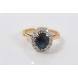 Gold (18ct) sapphire and diamond cluster ring