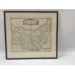 Robert Morden 18th century hand coloured engraved map of Suffolk, together with a similar Morden