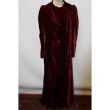 Ladies 1930s velvet evening coat by Peter Jones, similar but in brocade, plus a button through