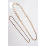 Two gold (9ct) curb link chains