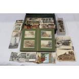 Postcards and 1st World War photograph album and coins
