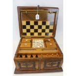 Good quality late 19th century Continental Walnut games compendium with fitted interior