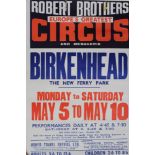 Circus Posters Roberts Bros. 'Yes it's Roberts Bros'. 1960's period.