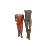 Late 19th / early 20th century articulated wooden and papier mâché dummy, 78cm high, together with