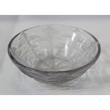 1930s R. Lalique frosted glass bowl moulded with leaf borders -moulded signature “R. Lalique