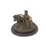 Royal Mint Bronzed Figure group depicting Una and the Lion, on oval plinth base
