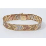 9ct three-colour gold bracelet