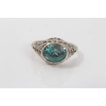 Blue zircon ring