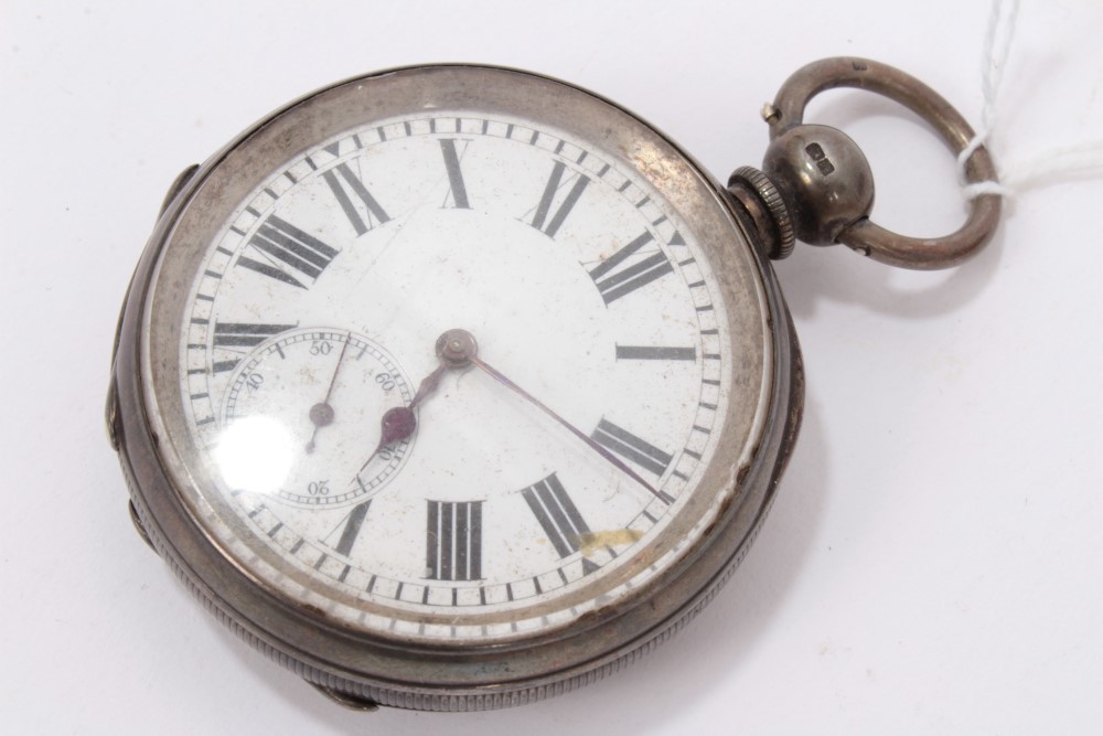 Two pocket watches and silver backed wristwatch (3) - Image 2 of 8