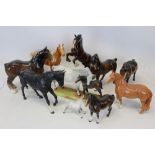 Collection of ten Beswick horses including model number 1014 and 1811