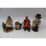 Two Royal Doulton figures - Lunchtime HN2485 and Past Glory HN2484, plus Doulton Winston Churchill