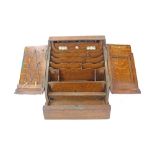 Early 20th century oak stationery cabinet with twin opening doors.