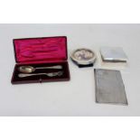 Selection of miscellaneous 20th century silver, including an Edwardian spoon and fork christening