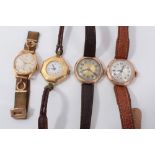 Four Lady's gold wristwatches