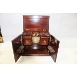 Edwardian Mahogany smokers cabinet with satinwood inlay and interior with Doulton salt glazed