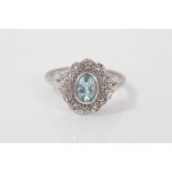 White gold (18ct) aquamarine and diamond cluster ring