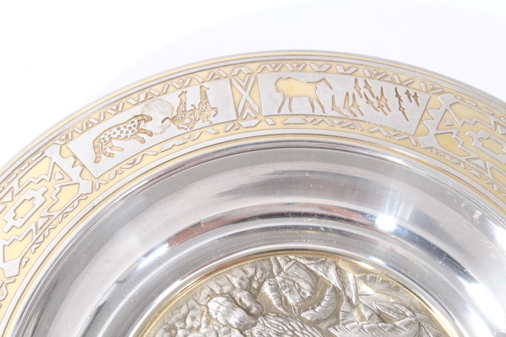 Contemporary South African parcel gilt silver dish - Image 5 of 6