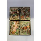 Quantity of Victorian paper scraps loose in four small boxes. Animals, people, children , insects,