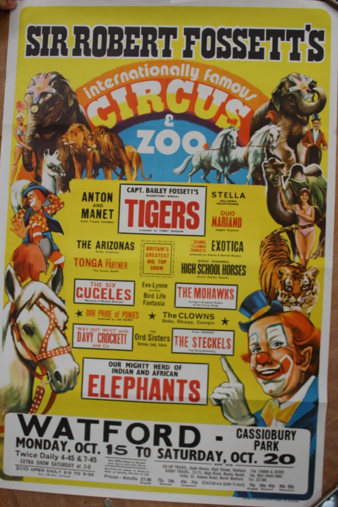 Circus Posters Sir Robert Fossett's and Zoo. Davy Crockett , The Biasini Troupe plus two others. - Image 4 of 4