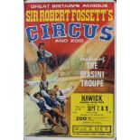 Circus Posters Sir Robert Fossett's and Zoo. Davy Crockett , The Biasini Troupe plus two others.