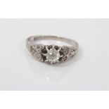 White gold (18ct) and platinum single stone diamond ring