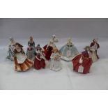 Eight Royal Doulton figures - Rachel HN2936, Christmas Morn HN1992, Gail HN2937, Dorothy HN3098,