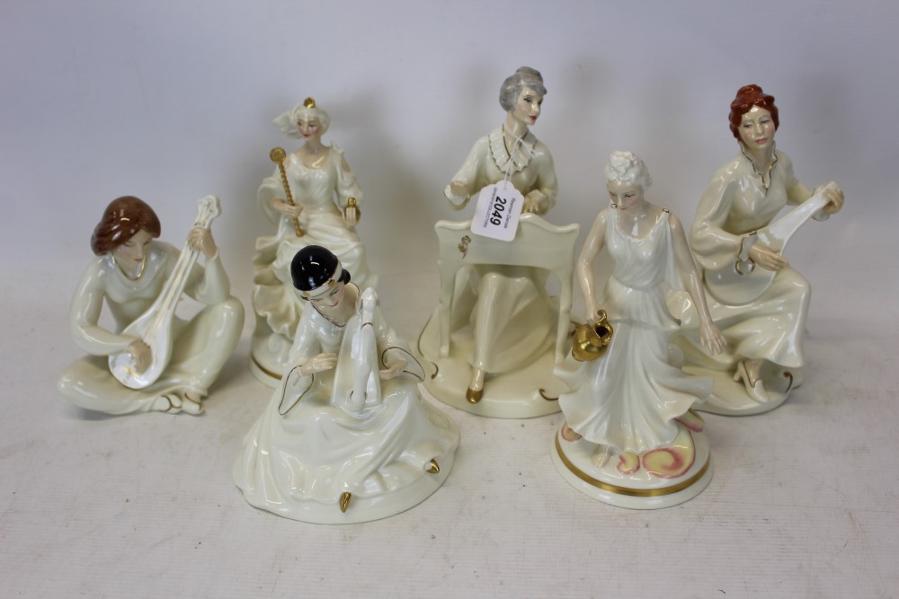 Six Royal Doulton The Enchantment Collection figures - Musicale HN2756, Queen of the Dawn HN2437,