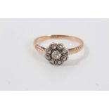 Victorian gold (18ct) diamond flower head cluster ring