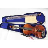 Karl Hofner violin dated 1985 with bow and case