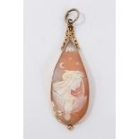 Unusual cameo pendant depicting Goddess Athena with her owl