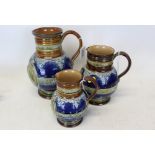 Set of three Victorian Doulton Lambeth Stoneware Jugs commentating the Diamond Jubilee of Queen