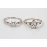 Two white gold (9ct) white stone rings