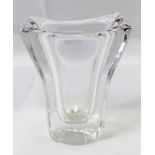 Daum crystal clear glass vase, signed Daum France