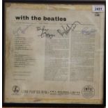 Autograph Beatles signed on reverse of record sleeve, all four signatures.