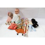 Collection of dolls including Shirley Temple style doll etc