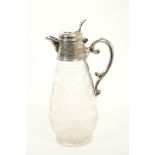 Fine quality 19th century cut glass claret jug of tapering baluster form.